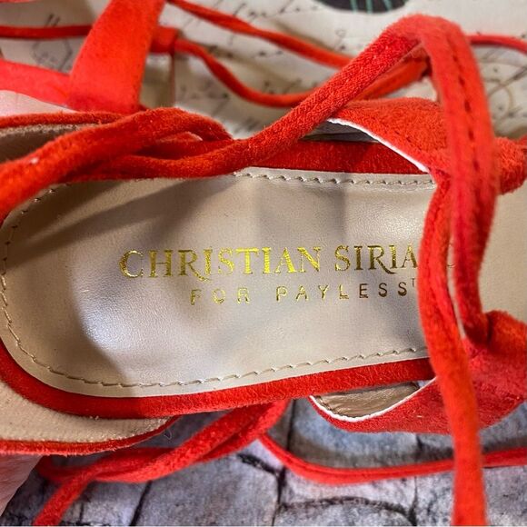 Christian Siriano for Payless Red Strappy Heels Pointed Toe Womens Size 6 - Picture 9 of 9
